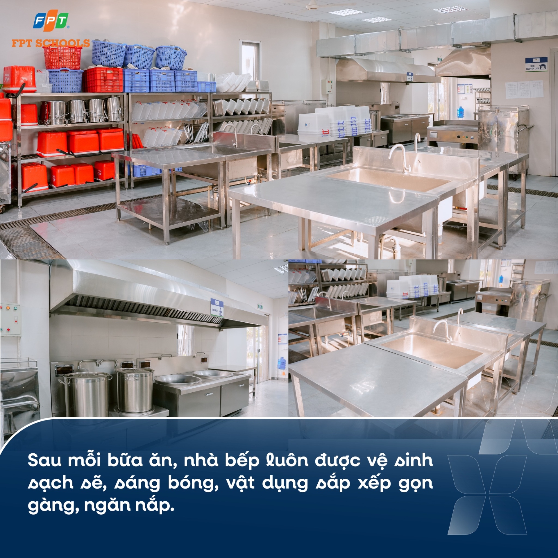 Bếp ăn bán trú FPT School Thanh Hóa – Chăm chút từng bữa ăn chuẩn quy trình “bếp một chiều”