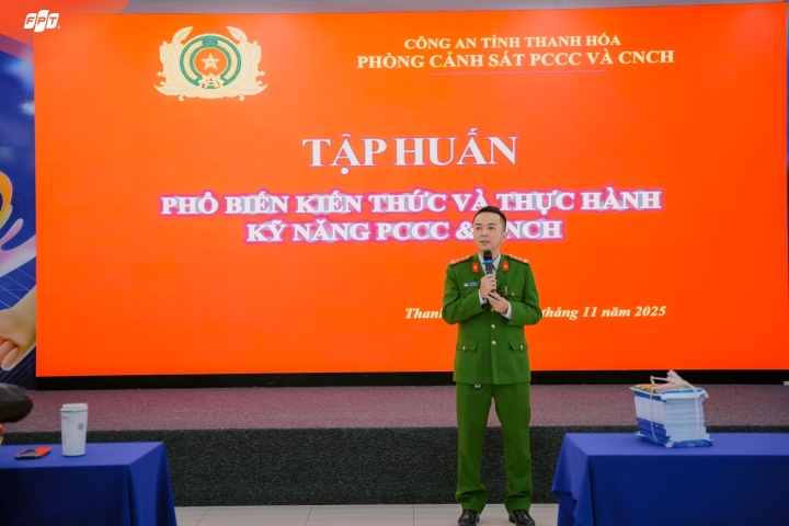 FPT School Thanh Hóa tổ chức tập huấn PCCC & CNCH cho cán bộ, giáo viên, nhân viên
